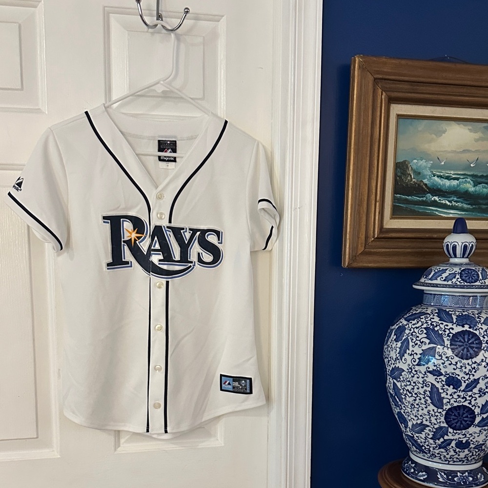 Vintage Women’s Majestic Tampa Bay Rays Blue & White Jersey Size Medium